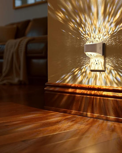 Briignite Night Light, Night Lights Plug into Wall, LED Projector Night Light, Soft White for Bedroom, Dimmable Brightness Dusk to Dawn Nightlight for Kids, Nursery, Bathroom, Home Decor, Gaming Room