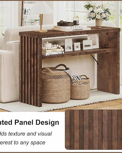 BON AUGURE Entryway Table, Console Table Behind Couch, Wood Sofa Tables with Shelf for Living Room, Farmhouse Entry Tables for Hallway Foyer (Rustic Oak, 47 Inches)