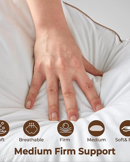 WOLKI Goose Down Feather Pillows, Pillows King Size Set of 2, 100% Soft Cotton Cover Bed Pillows, Hotel Pillow for Back, Stomach or Side Sleepers