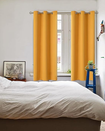 BGment Room Darkening Curtains 63 Inches Long - Grommet Thermal Insulated Drapes Window Treatment Curtains for Bedroom, 2 Panels, 42 x 63 Inch, Mustard Yellow