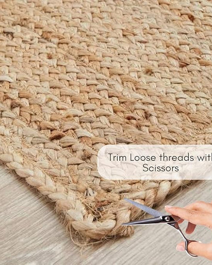FRELISH DECOR Handwoven Jute Area Rug - 12x15 Feet Natural Yarn - Rustic Vintage Beige Braided Reversible Rectangular Rugs for Bedroom - Kitchen - Living Room - Farmhouse (12' x 15')