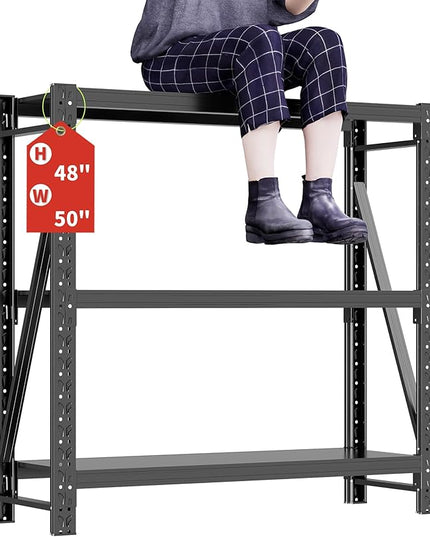 Garage Shelving Unit Rustproof 50“W Heavy Duty Storage Shelves Easy Assembly 3 Tier Adjustable Metal Steel Utility Shelf Rack Garage Storage Organize for Tools Basement,Warehouse