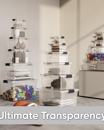 Superio Storage Bins with Lids- 2 Pack, 7.4 Qt Clear Boxes for Organizing, Stackable Plastic Containers- BPA Free, Non-Toxic, Odor Free, Organizer for Home, Office, Dorm