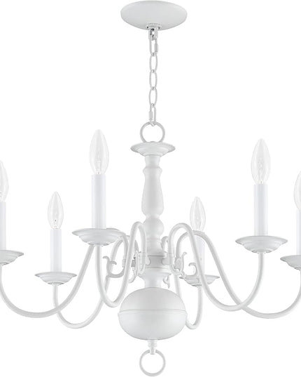 Livex Lighting 5006-03 Williamsburgh 6-Light Chandelier, White