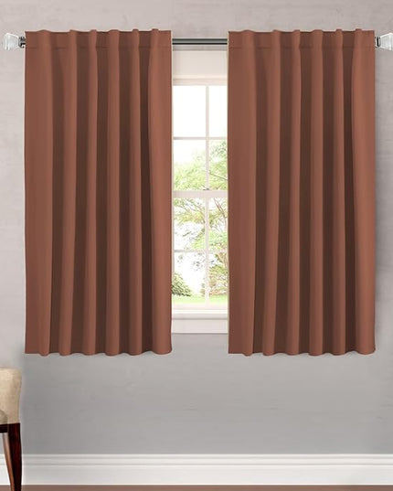 H.VERSAILTEX Blackout Curtains Thermal Insulated Window Treatment Panels Room Darkening Curtains for Bedroom Back Tab/Rod Pocket Small Window Curtains (2 Panels, Washed Spice, 52 x 54 Inch)