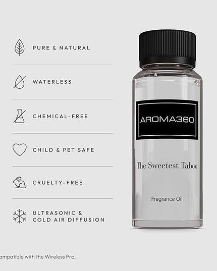Aroma360 - The Sweetest Taboo Fragrance Oil Scent - Luxury Aromatherapy Scent Diffuser Oil - Hints of Lemon Crème, Pomegranates, & Raspberries - For Essential Oil Diffusers - For Home & Office - 120mL