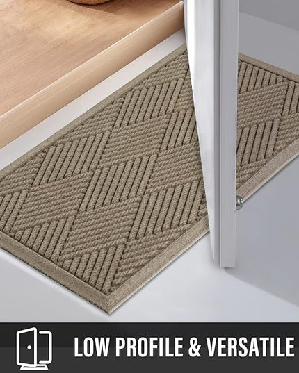 Sturdy Front Door Mat, Absorbent Muddy Dirt Resist Welcome Door Mats Outdoor Indoor, Stain and Fade Resistant, Non-Slip Rubber Backing Low Profile Doormat for Entryway, 72×24, Beige