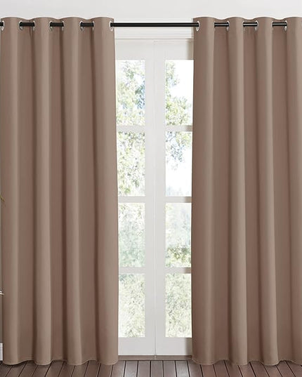 NICETOWN Grommet Top Blackout Curtain Panel - (Cappuccino Color) Thermal Insulated Room Darkening Drape for Villa/Apartment/Rental Room, 52 inches Wide by 84 inches Long, 1 Piece