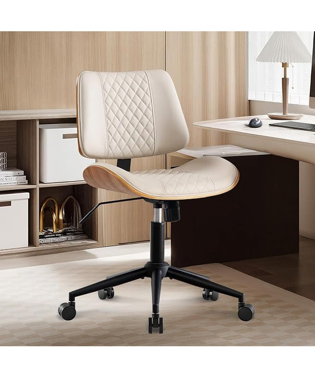 BV Home Office Chair No Arms with Wheels, Armless Small Desk Chair,Task Computer Office Desk Chair for Casual Office Small Space,Study Room,Reading Room(Beige)