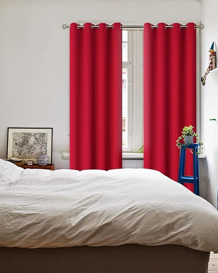 BGment Red Blackout Curtains 72 Inch Length 2 Panels Set, Grommet Thermal Insulated Room Darkening Curtains for Bedroom, Each 46 x 72 Inch