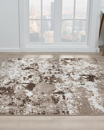 Keen Home Design Area Rugs - 8ft Round Non-Shedding, Abstract Rugs for Kitchen, Living Room, Bedroom, Dining Room, Entryway - Size: 7'10" Square, Multi