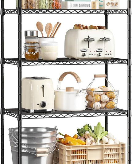 5-Tier Shelf, Shelves Capacity 1010LBS,Storage Shelves Adjustable Wire Shelving,Metal Shelving Unit Storage Rack for Kitchen Pantry Closet Laundry School Commercial 59.4" Hx21.5 W x13.6 D