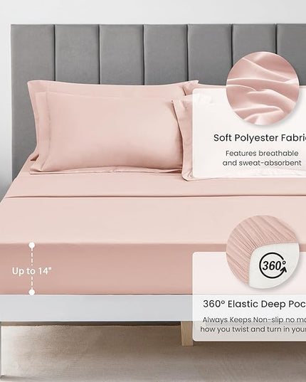 Love's cabin Twin Comforter Set Pink, 5 Pieces Twin Bed in a Bag, All Season Bedding Sets with 1 Comforter, 1 Flat Sheet, 1 Fitted Sheet, 1 Pillowcase and 1 Pillow Sham