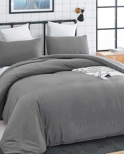 CLOTHKNOW Grey Full Size Comforter Sets Dark Gray Bedding Comforter Sets Soft All Season Men Boys Comforter Charcoal Comforters