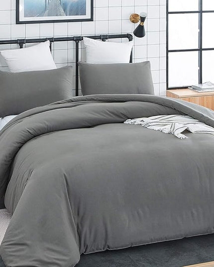 CLOTHKNOW Grey King Size Comforter Set Dark Gray Bedding Comforter Sets Soft All Season Boys Men Comforter with 2 x Pillow Cases
