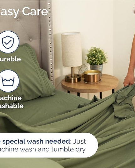 King Size 4 Piece Sheet Set - Comfy Breathable & Cooling Bed Sheets Set - Hotel Luxury Bedding for Women, Men, Kids, Teens, Boys & Girls - Deep Pockets, Soft and Wrinkle Free - Oeko-Tex - Sage Green
