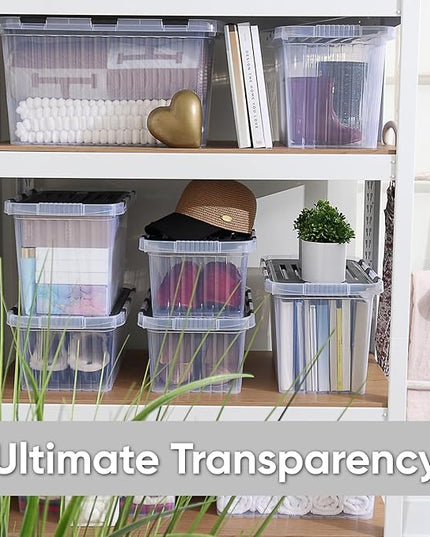 Superio Storage Bins with Lids, Clear Plastic Containers for Organizing, Stackable Totes, BPA Free, Odor Free, Organizer Boxes for Home, and Dorm, 10.5 Quart (2 Pack, 15"x10"x7")