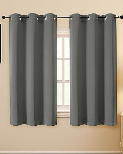 Simplebrand Light Grey Curtains for Bedroom 63 Inch Length 2 Panels Set, Room Darkening Thermal Insulated Energy Saving Curtains for Nursery, Grommet Solid Soft Window Treatment Drapes, W40 x L63