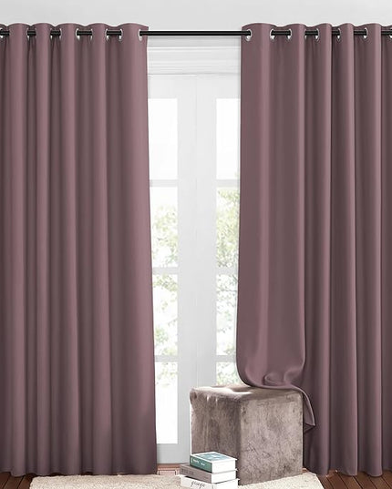 NICETOWN Blackout Curtains and Drapes for Living Room - Thermal Insulated Solid Grommet Top Blackout Panels/Draperies for Kid's Room/Bedroom (Dry Rose, 1 Pair, 80 x 84 Inch)