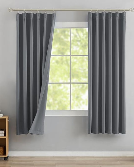 DONREN Neutral Gray Pinch Pleated Blackout Curtains with Hooks - 78 inch Length Room Darkening Thermal Insulated Window Curtain Drapes for Living Room Bedroom Set of 2 Panels 40" Wx78 L