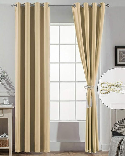 Yakamok Blackout Curtain Panels Themal Insulated Grommet Winow Curtains for Bedroom/Living Room, W52 x L96 -Inch 2 Panels, Beige