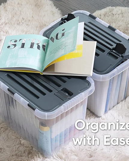 Superio 26 L Deep Storage Container with Hinged Lid 27.5 Quart (4 Pack)