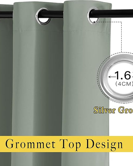 NICETOWN Bedroom Blackout Curtains for Doorway - Thermal Insulated Grommet Room Darkening Large Window Treatments Sound Proof for Living Room/Sliding Door (Greyish Blue, 2 Panels, W66 x L72)