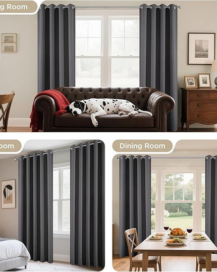 Joydeco Extra Long Curtains, Blackout Curtains 108 Inches Long 2 Panels Set, 108 Inch Curtains, Room Darkening Grommet Darpes for Living Room Bedroom Window (W52 x L108 Inch, Dark Grey)