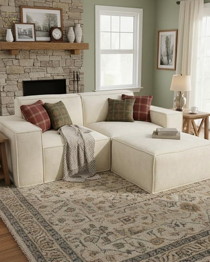 Cloud Couch Sectional, Comfort Chenille Boneless Couch for Living Room, Memory Foam Deep Seat Modular Sectional Sofa Compression Floor Sofa, No Assembly Required