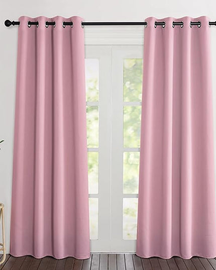 NICETOWN Blackout Crystal Pink Curtains 84 inches Long, Grommet Room Darkening Thermal Insulated Sound Dampening Window Treatments for Bedroom/Home Office, 2 Panels, W46 x L84