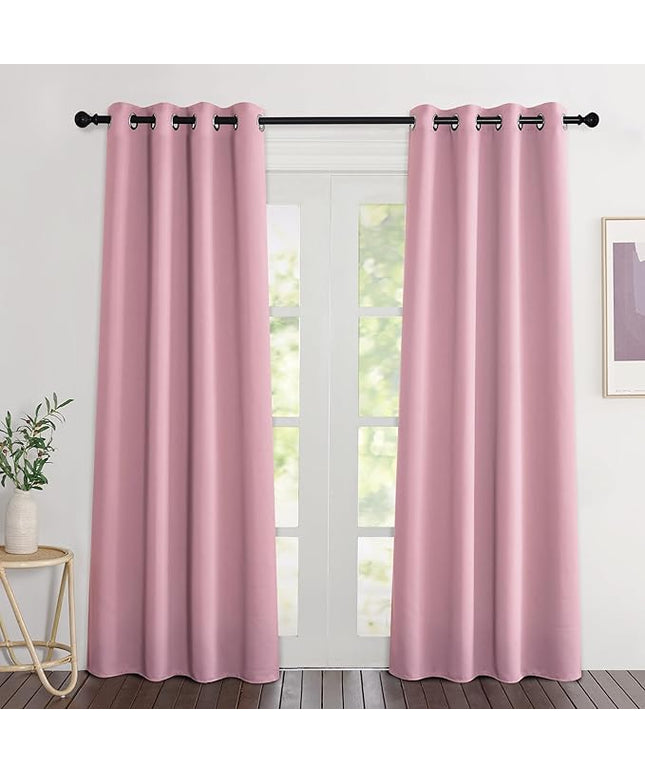 NICETOWN Blackout Crystal Pink Curtains 84 inches Long, Grommet Room Darkening Thermal Insulated Sound Dampening Window Treatments for Bedroom/Home Office, 2 Panels, W46 x L84