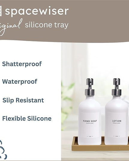 Countertop and Vanity Tray – Small 7.7" Silicone Soap Dispenser Trays, Flexible Bathroom Trays, Dish Soap Holder Kitchen Counter Caddy, Organizer Sink Tray for Soaps Bottles, Sponge, Keys