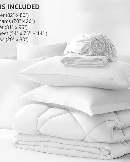 CozyLux Full Size Comforter Sets White - 7 Pieces Bed in a Bag Full, Luxury Soft Bed Set for All Seasons, Bedding Set with Down Alternative Comforter, Sheets, Pillowcases & Shams