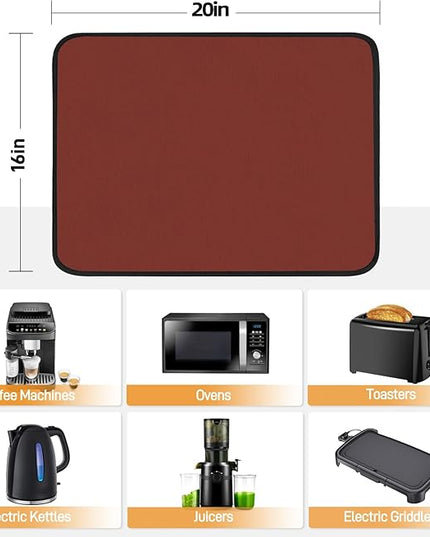 Heat Resistant Mats for Countertop - Fireproof 16x20in Heat Resistant Mats for Air Fryer - Kitchen Countertop Protector for Air Fryer, Coffee Maker, Stand Mixer, Toaster, Oven 2PCS - Red