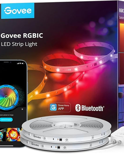Govee RGBIC LED Strip Lights, 65.6ft Smart LED Lights for Bedroom, Bluetooth LED Strip Lights APP Control, DIY Multiple Colors on One Line, Color Changing LED Lights for Home Decor, 2 Rolls of 32.8ft