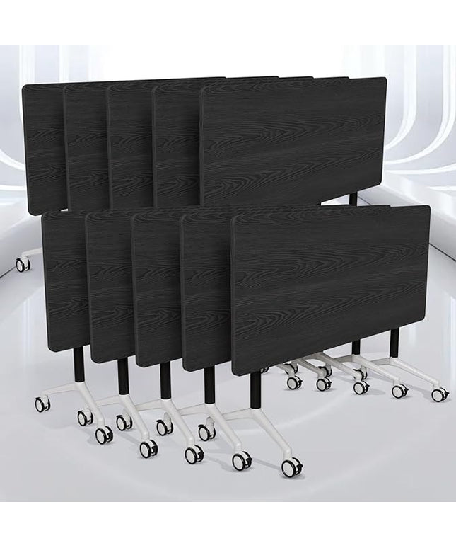 Folding Conference Room Tables, Seminar Conference Table Modern Flip Top Training Meeting Tables, Conference Room Table with Wheels for Home Office Classr,10 Pack 63inch