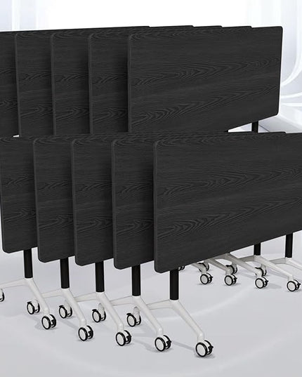 Folding Conference Room Tables, Seminar Conference Table Modern Flip Top Training Meeting Tables, Conference Room Table with Wheels for Home Office Classr,10 Pack 47.2inch