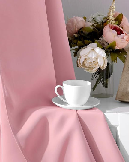 HOMEIDEAS Baby Pink Blackout Curtains for Kids, 52 X 84 Inch Length 2 Panels Set, Room Darkening Curtains for Girl's Room, Soundproof Thermal Grommet Window Curtains for Living Room