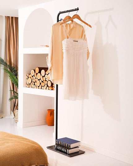 Metal Coat Rack Stand Black Coat Tree Free Standing with 3 Round Hooks Coat & Hat Hanger with Sturdy Slate Base for Entryway Hallway Porch