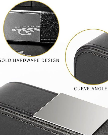 SANZIE Luxury Leather Tray Desktop Storage Catchall Organizer Decorative Tray for Entryway Table to Hold Jewelry Watch Keys Phone Wallet (Metal Silvered, Black)