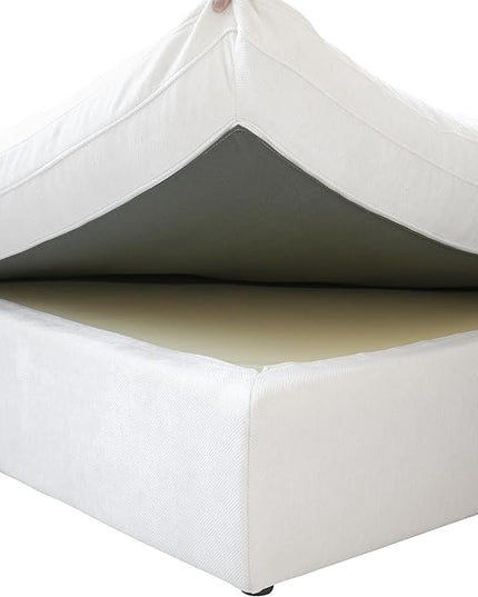 WJShome 120" Cloud Couch Sectional for Living Room, L Shape Down Filled Modular Sectional Sofa,Convertible Couch with Ottoman, Sofa Covers Washable&Replaceable,White