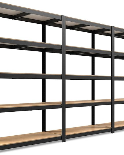 HOMEDANT House 5 Tier Laminated Metal Shelving Unit Adjustable Storage Utility Rack Heavy Duty Shelves Organization Multipurpose Shelf Kitchen Garage Pantry Closet (3, (L) 48.1" W, Black)