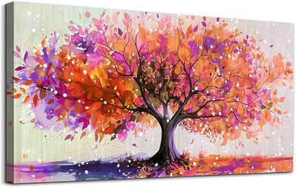 Wapluam Wall Art For Living Room Canvas Wall Decor For Office Bedroom Decorations Red Tree Wall Painting Abstract Watercolour Wall Pictures Artwork Canvas Prints Posters Modern Home Decor 40" x 20"