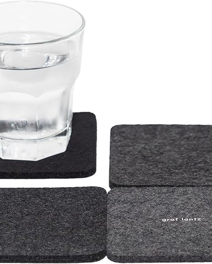 Graf Lantz - Bierfilzl Merino Wool Square Coasters Set of 4 - Greyscale (4"x4"x5mm) - Absorbs 30% Weight, Natural German Wool - Heat Resistant, Sustainable, Reusable - Home Decor, Coffee Table Decor