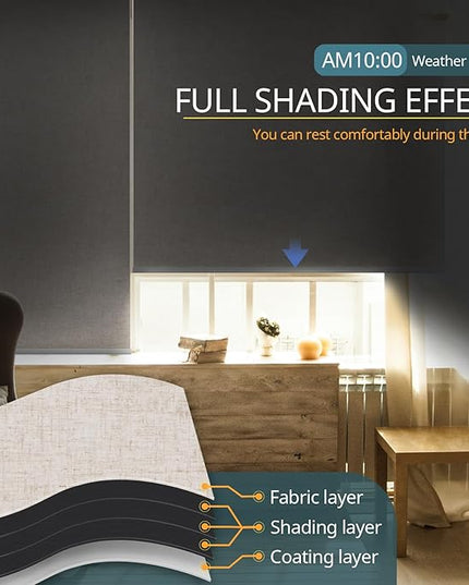 Motorized Blinds No Drill Automatic Blinds for Windows Cordless Roller Shades Electric Blinds with Remote Control Smart Blinds (Linen, 35.5 x 72)