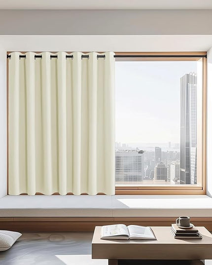NICETOWN Blackout Curtains 72 inches Long, Grommet Privacy Window Treatment Thermal Insulated Room Darkening Sliding Glass Door Drape for Bedroom Living Room, 1 Panel, W100 x L72, Beige