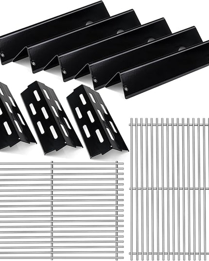 Porcelain-Enameled Grill Flavorizer Bar Heat Plates with 2 Pack Stainless Steel Cooking Grates Grill Replacement Parts for Weber Genesis II 300 Series E-310 E-315 E-330 E-335 S-310 S-335