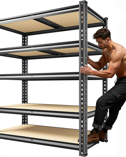 72.1" H Garage Shelving 2030LBS Garage Storage Shelves, 5 Tier Adjustable Metal Shelving, Storage Shelves for Storage, Basement, Warehouse, Pantry, Kitchen, 35.5" W x 15.7" D x 72.1" H, Black