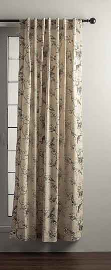 Maison d' Hermine Curtains for Living Room 100% Cotton 124 inch Length Two Panels Light Filtering Curtains for Bedroom Windows with Rod and Loop Pockets Drapes (Turin, 50" W x 124" L)
