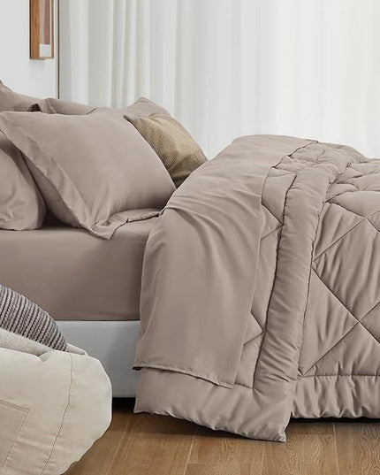 Love's cabin Twin Comforter Set Burlwood, 5 Pieces Twin Bed in a Bag, All Season Twin Bedding Sets with 1 Comforter, 1 Flat Sheet, 1 Fitted Sheet, 1 Pillowcase and 1 Pillow Sham